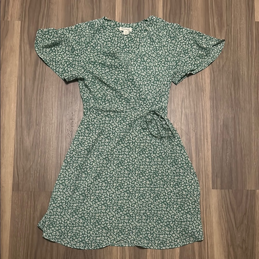 Floral Green Wrap Dress